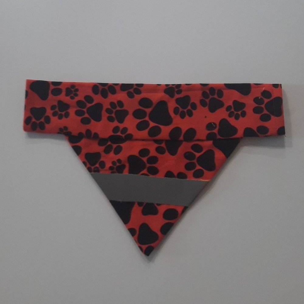 Fancy Pet Scarf Dog Bandana Red Paw Print Reflector